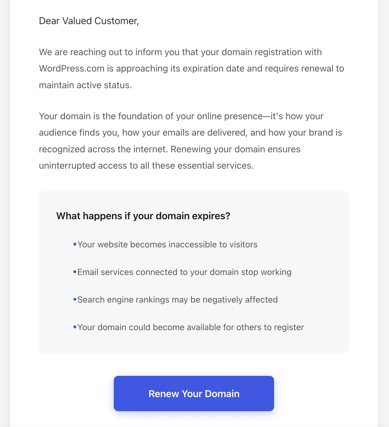 Attacking email screenshot, message body and call to action