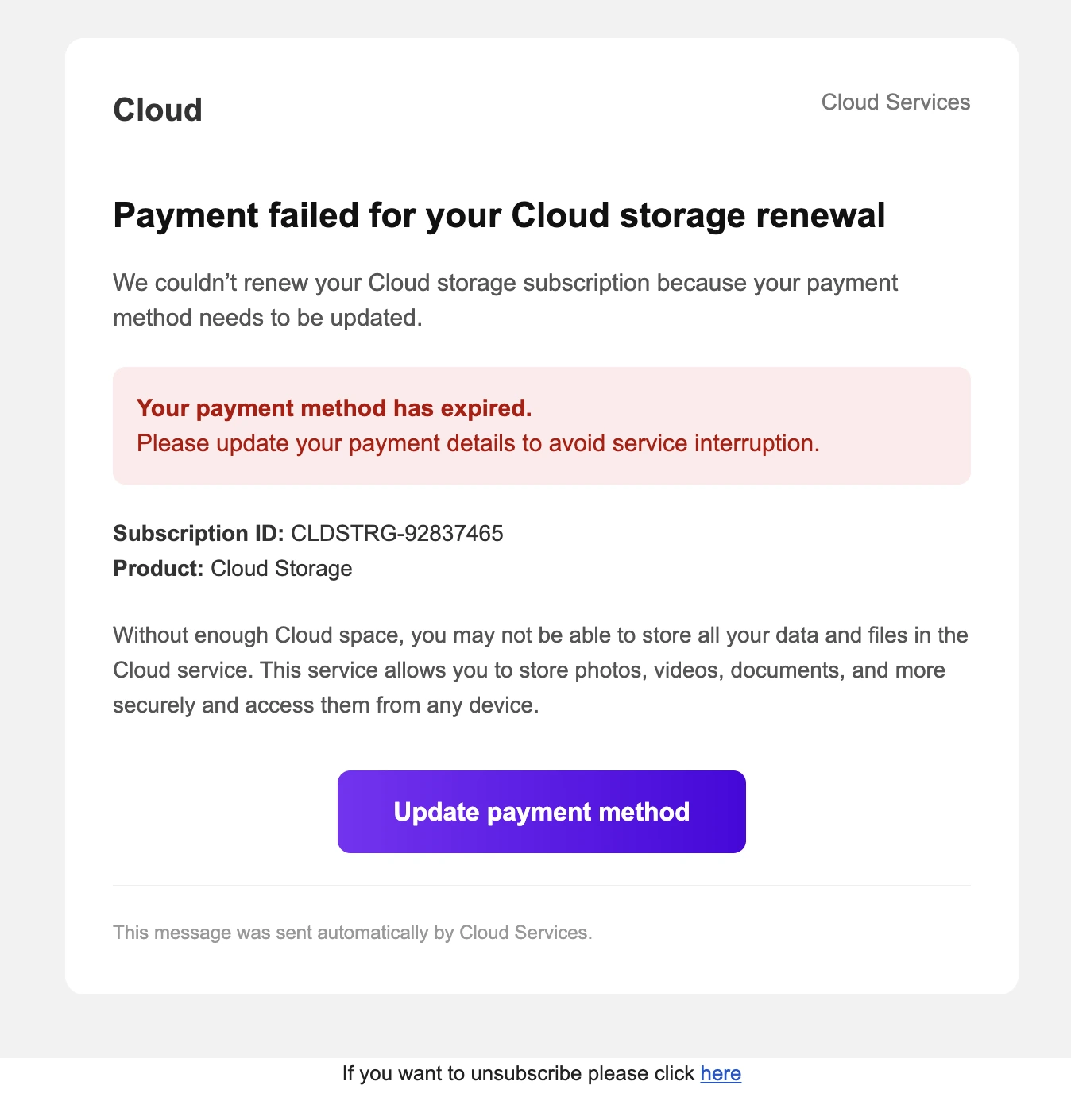 Attacking email screenshot